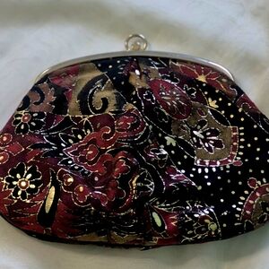 Chic Floral Black and Gold Clutch